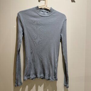 Uniqlo Women Ribbed Mock-Neck Long Sleeve Shirt Size S